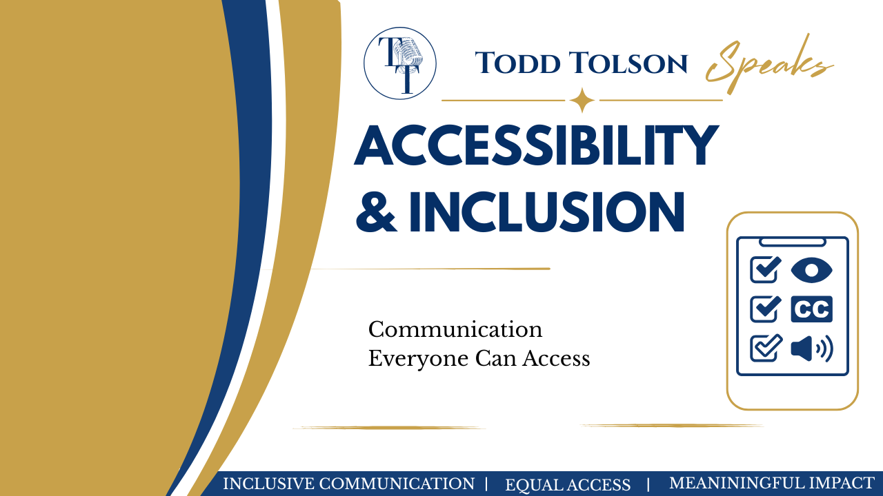 The Todd Tolson Speaks logo appears above the title "Personal Power." Supporting text reads, "Inspiring sessions that empower individuals to harness their authentic voice and create meaningful connections." To the right is the cover of Todd Tolson's memoir, The Sissy, The Alchemist, The Man, featuring a childhood photo of Todd. A blue banner at the bottom reads, "Authentic Voice | Self-Awareness | Meaningful Connections."
